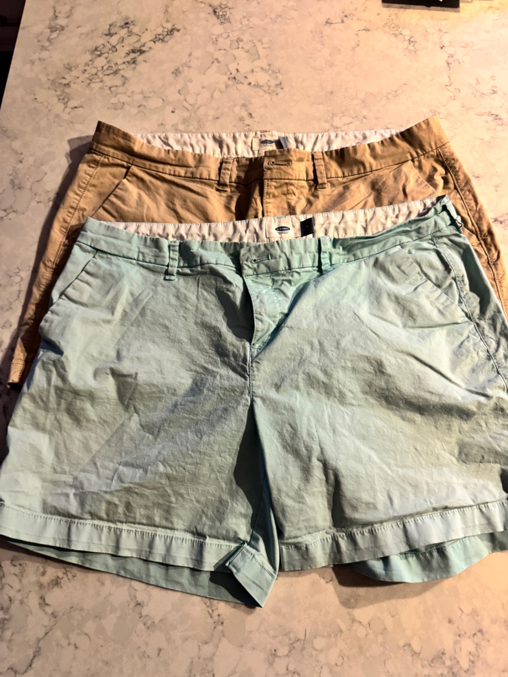 BUNDLE-2 Old Navy mint green & tan  Women's Casual Chino Shorts size 14